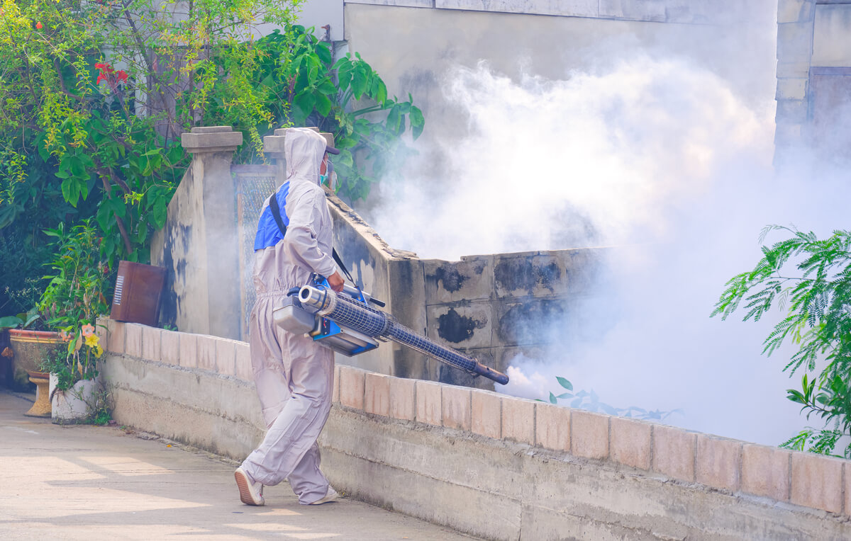 worker is spraying chemical to eliminate mosquitoe 2024 05 29 15 57 37 utc